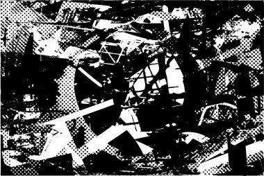 Siyah beyaz desenli, noktalı, lekeli, çizik ve çizikli sıkıntılı bir arkaplan. Soyut vektör illüstrasyonu.