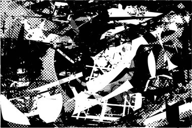 Siyah beyaz desenli, noktalı, lekeli, çizik ve çizikli sıkıntılı bir arkaplan. Soyut vektör illüstrasyonu.