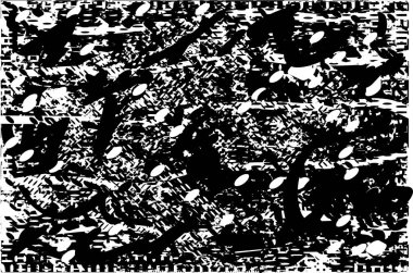 Siyah beyaz desenli, noktalı, lekeli, çizik ve çizikli sıkıntılı bir arkaplan. Soyut vektör illüstrasyonu.