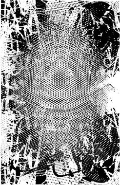 Siyah beyaz desenli, noktalı, lekeli, çizik ve çizikli sıkıntılı bir arkaplan. Soyut vektör illüstrasyonu.