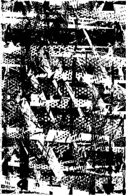 Siyah beyaz desenli, noktalı, lekeli, çizik ve çizikli sıkıntılı bir arkaplan. Soyut vektör illüstrasyonu.