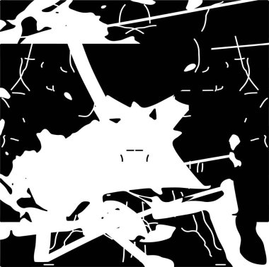 Siyah beyaz desenli, noktalı, lekeli, çizik ve çizikli sıkıntılı bir arkaplan. Soyut vektör illüstrasyonu.