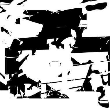 Siyah beyaz desenli, noktalı, lekeli, çizik ve çizikli sıkıntılı bir arkaplan. Soyut vektör illüstrasyonu.