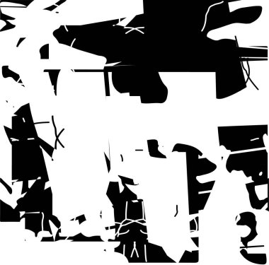 Siyah beyaz desenli, noktalı, lekeli, çizik ve çizikli sıkıntılı bir arkaplan. Soyut vektör illüstrasyonu.