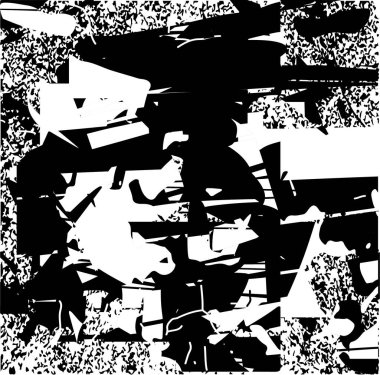 Siyah beyaz desenli, noktalı, lekeli, çizik ve çizikli sıkıntılı bir arkaplan. Soyut vektör illüstrasyonu.