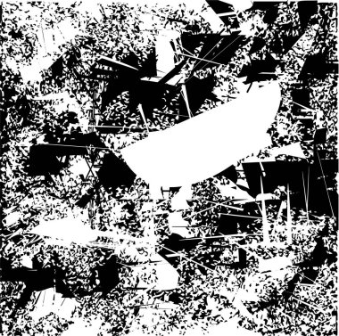 Siyah beyaz desenli, noktalı, lekeli, çizik ve çizikli sıkıntılı bir arkaplan. Soyut vektör illüstrasyonu.