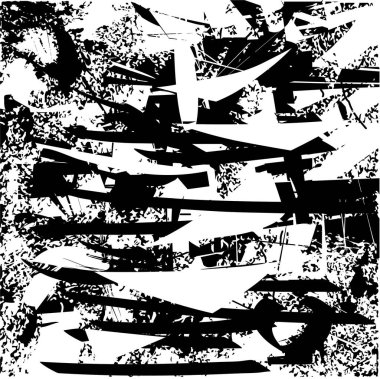 Siyah beyaz desenli, noktalı, lekeli, çizik ve çizikli sıkıntılı bir arkaplan. Soyut vektör illüstrasyonu.