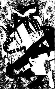 Siyah beyaz desenli, noktalı, lekeli, çizik ve çizikli sıkıntılı bir arkaplan. Soyut vektör illüstrasyonu.