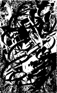 Siyah beyaz desenli, noktalı, lekeli, çizik ve çizikli sıkıntılı bir arkaplan. Soyut vektör illüstrasyonu.