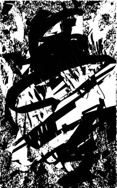 Siyah beyaz desenli, noktalı, lekeli, çizik ve çizikli sıkıntılı bir arkaplan. Soyut vektör illüstrasyonu.