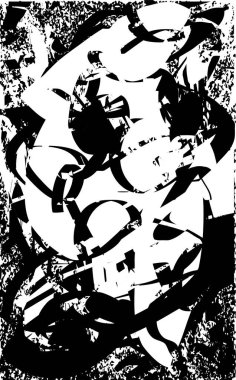 Siyah beyaz desenli, noktalı, lekeli, çizik ve çizikli sıkıntılı bir arkaplan. Soyut vektör illüstrasyonu.