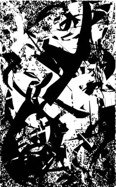 Siyah beyaz desenli, noktalı, lekeli, çizik ve çizikli sıkıntılı bir arkaplan. Soyut vektör illüstrasyonu.