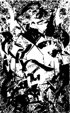 Siyah beyaz desenli, noktalı, lekeli, çizik ve çizikli sıkıntılı bir arkaplan. Soyut vektör illüstrasyonu.