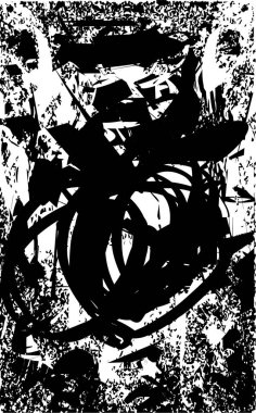 Siyah beyaz desenli, noktalı, lekeli, çizik ve çizikli sıkıntılı bir arkaplan. Soyut vektör illüstrasyonu.