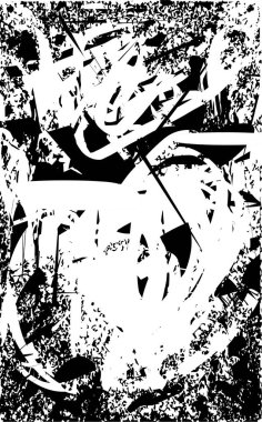 Siyah beyaz desenli, noktalı, lekeli, çizik ve çizikli sıkıntılı bir arkaplan. Soyut vektör illüstrasyonu.