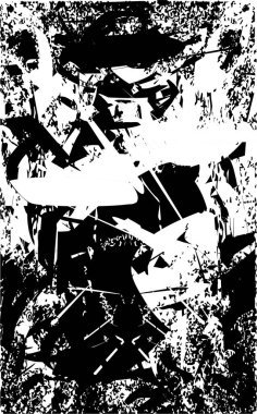 Siyah beyaz desenli, noktalı, lekeli, çizik ve çizikli sıkıntılı bir arkaplan. Soyut vektör illüstrasyonu.