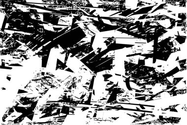 Siyah beyaz desenli, noktalı, lekeli, çizik ve çizikli sıkıntılı bir arkaplan. Soyut vektör illüstrasyonu.