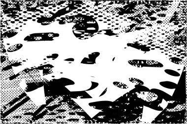 Çizik ve çiziklerle dolu siyah beyaz bir arka plan. Soyut vektör illüstrasyonu.