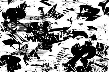 Çizik ve çiziklerle dolu siyah beyaz bir arka plan. Soyut vektör illüstrasyonu.