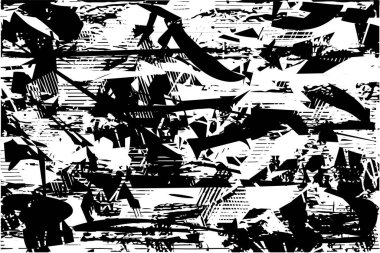 Çizik ve çiziklerle dolu siyah beyaz bir arka plan. Soyut vektör illüstrasyonu.