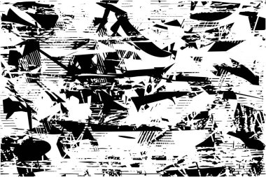 Çizik ve çiziklerle dolu siyah beyaz bir arka plan. Soyut vektör illüstrasyonu.