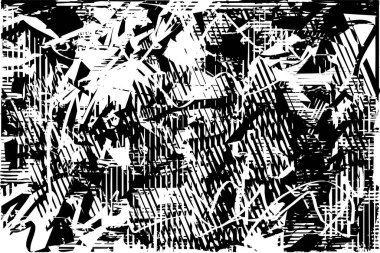 Çizik ve çiziklerle dolu siyah beyaz bir arka plan. Soyut vektör illüstrasyonu.