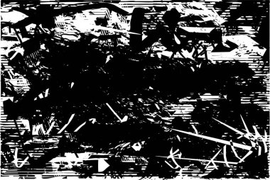 Çizik ve çiziklerle dolu siyah beyaz bir arka plan. Soyut vektör illüstrasyonu.