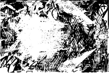 Çizik ve çiziklerle dolu siyah beyaz bir arka plan. Soyut vektör illüstrasyonu.