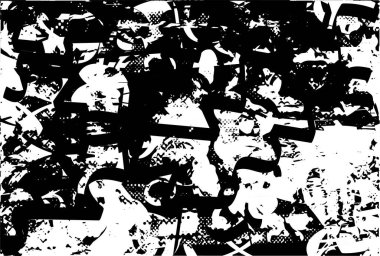 Çizik ve çiziklerle dolu siyah beyaz bir arka plan. Soyut vektör illüstrasyonu.