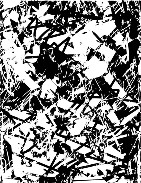 Siyah beyaz desenli, noktalı, lekeli, çizik ve çizikli sıkıntılı bir arkaplan. Soyut vektör illüstrasyonu.