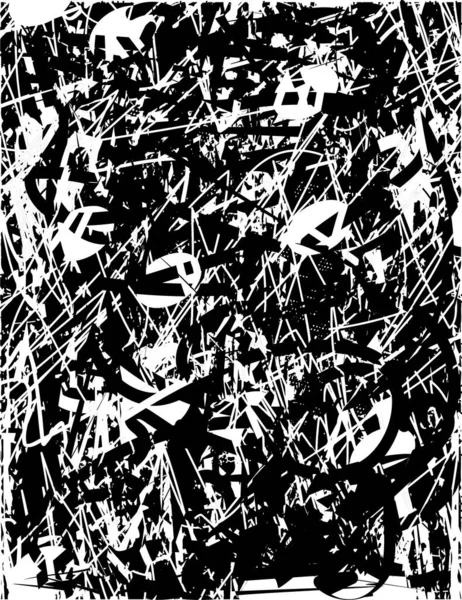 Siyah beyaz desenli, noktalı, lekeli, çizik ve çizikli sıkıntılı bir arkaplan. Soyut vektör illüstrasyonu.