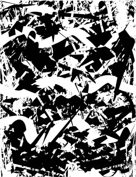 Siyah beyaz desenli, noktalı, lekeli, çizik ve çizikli sıkıntılı bir arkaplan. Soyut vektör illüstrasyonu.