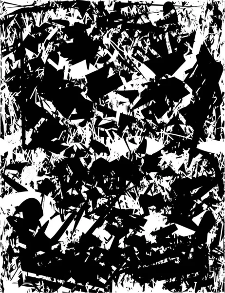 Siyah beyaz desenli, noktalı, lekeli, çizik ve çizikli sıkıntılı bir arkaplan. Soyut vektör illüstrasyonu.