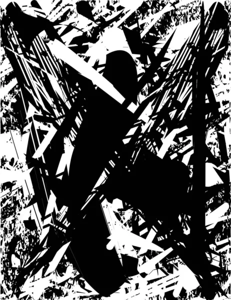 Siyah beyaz desenli, noktalı, lekeli, çizik ve çizikli sıkıntılı bir arkaplan. Soyut vektör illüstrasyonu.