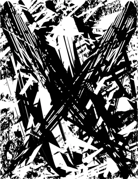 Siyah beyaz desenli, noktalı, lekeli, çizik ve çizikli sıkıntılı bir arkaplan. Soyut vektör illüstrasyonu.