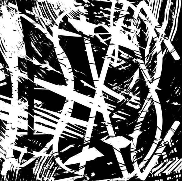 Siyah beyaz desenli, noktalı, lekeli, çizik ve çizikli sıkıntılı bir arkaplan. Soyut vektör illüstrasyonu.