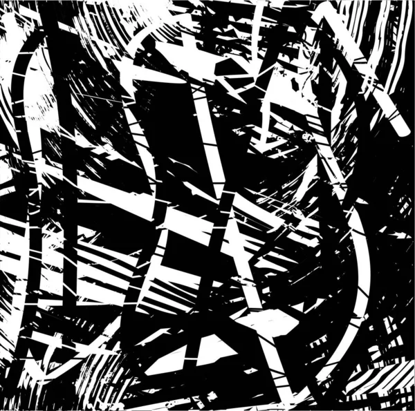 Siyah beyaz desenli, noktalı, lekeli, çizik ve çizikli sıkıntılı bir arkaplan. Soyut vektör illüstrasyonu.
