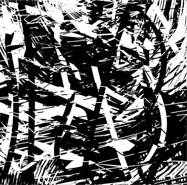 Siyah beyaz desenli, noktalı, lekeli, çizik ve çizikli sıkıntılı bir arkaplan. Soyut vektör illüstrasyonu.
