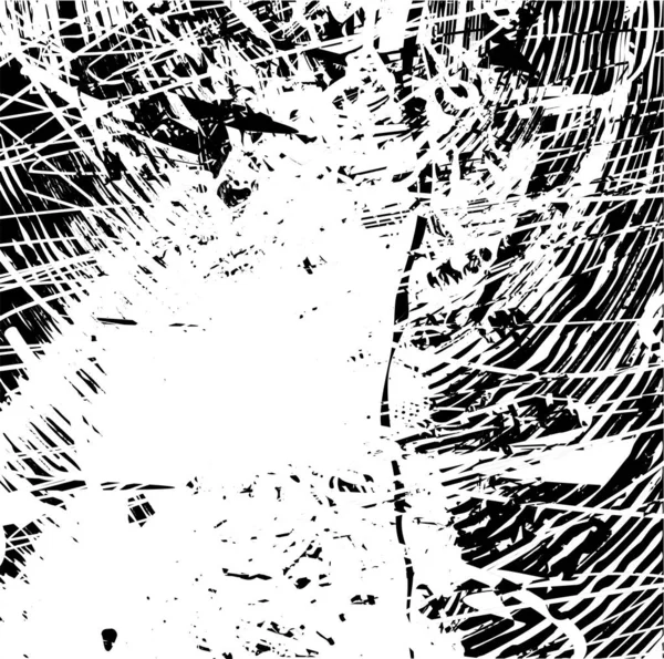 Siyah beyaz desenli, noktalı, lekeli, çizik ve çizikli sıkıntılı bir arkaplan. Soyut vektör illüstrasyonu.