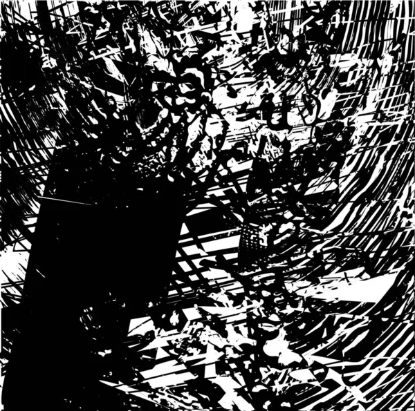 Siyah beyaz desenli, noktalı, lekeli, çizik ve çizikli sıkıntılı bir arkaplan. Soyut vektör illüstrasyonu.