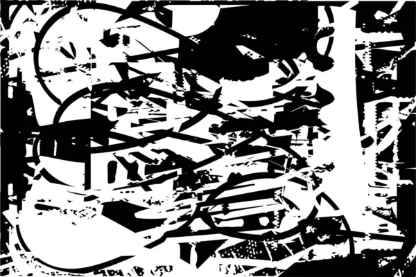 Siyah beyaz desenli, noktalı, lekeli, çizik ve çizikli sıkıntılı bir arkaplan. Soyut vektör illüstrasyonu.