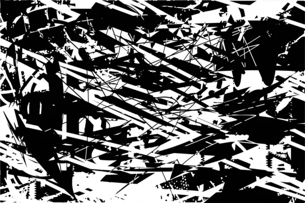 Siyah beyaz desenli, noktalı, lekeli, çizik ve çizikli sıkıntılı bir arkaplan. Soyut vektör illüstrasyonu.