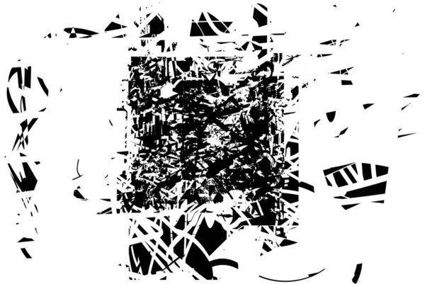 Siyah beyaz desenli, noktalı, lekeli, çizik ve çizikli sıkıntılı bir arkaplan. Soyut vektör illüstrasyonu.