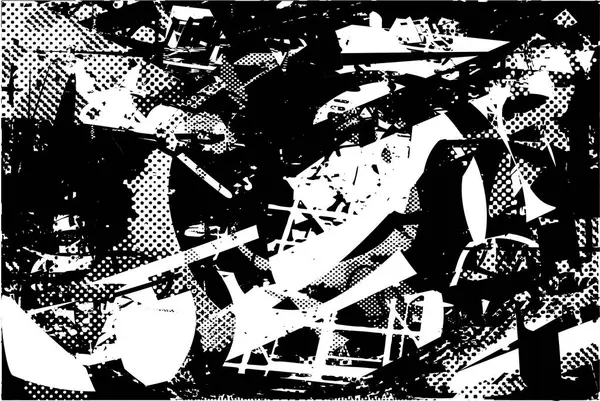 Siyah beyaz desenli, noktalı, lekeli, çizik ve çizikli sıkıntılı bir arkaplan. Soyut vektör illüstrasyonu.