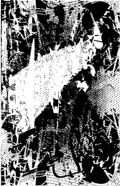 Siyah beyaz desenli, noktalı, lekeli, çizik ve çizikli sıkıntılı bir arkaplan. Soyut vektör illüstrasyonu.