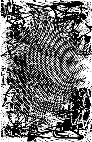 Siyah beyaz desenli, noktalı, lekeli, çizik ve çizikli sıkıntılı bir arkaplan. Soyut vektör illüstrasyonu.