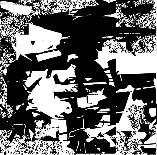 Siyah beyaz desenli, noktalı, lekeli, çizik ve çizikli sıkıntılı bir arkaplan. Soyut vektör illüstrasyonu.