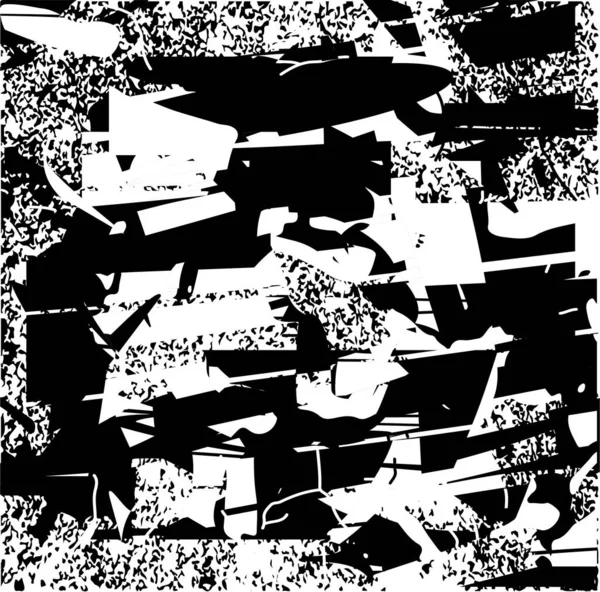 Siyah beyaz desenli, noktalı, lekeli, çizik ve çizikli sıkıntılı bir arkaplan. Soyut vektör illüstrasyonu.