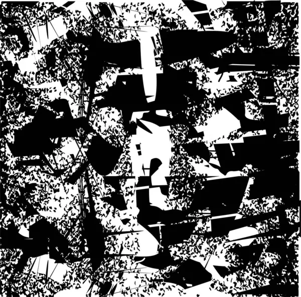 Siyah beyaz desenli, noktalı, lekeli, çizik ve çizikli sıkıntılı bir arkaplan. Soyut vektör illüstrasyonu.