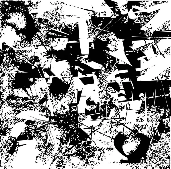 Siyah beyaz desenli, noktalı, lekeli, çizik ve çizikli sıkıntılı bir arkaplan. Soyut vektör illüstrasyonu.